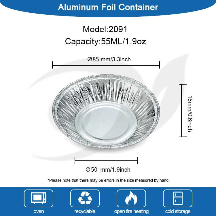 Disposable air fryer egg tarts Silver Aluminum Foil ຕູ້ບັນຈຸອາຫານ