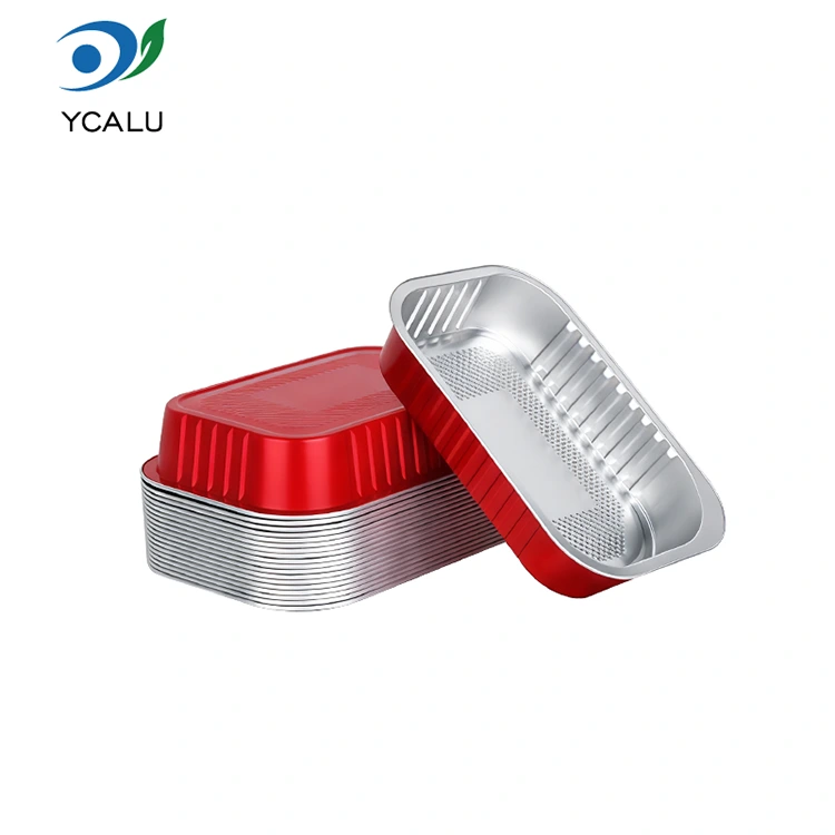 ການໃຫ້ອາຫານທີ່ຖິ້ມໄດ້ປະທັບຕາຮູບສີ່ຫຼ່ຽມມົນສີແດງອາລູມິນຽມຟອຍບັນຈຸບັນຈຸ