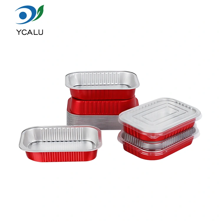 ການໃຫ້ອາຫານທີ່ຖິ້ມໄດ້ປະທັບຕາຮູບສີ່ຫຼ່ຽມມົນສີແດງອາລູມິນຽມຟອຍບັນຈຸບັນຈຸ