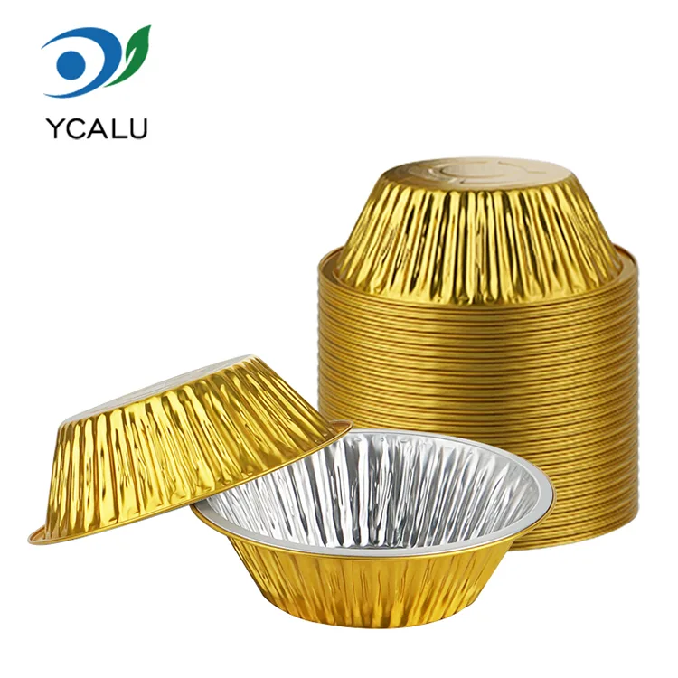 Disposable Outdoor Catering Golden Round Shape Aluminum Foil Containers Disposable Outdoor Catering Golden Round Shape Aluminum Foil Containers