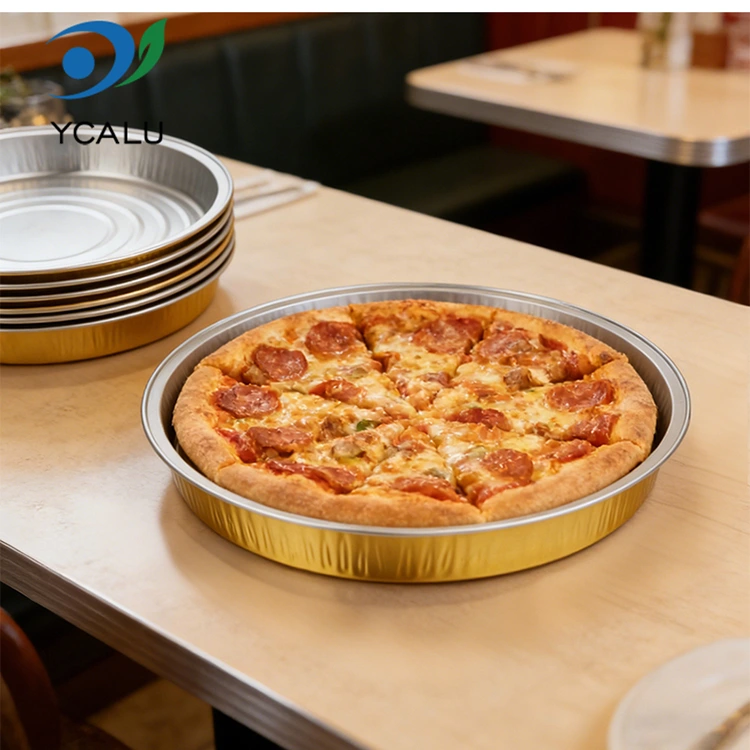 ຖາດອົບ pizza ແບບຖິ້ມໄດ້ ຕູ້ບັນຈຸແຜ່ນອາລູມີນຽມມົນ