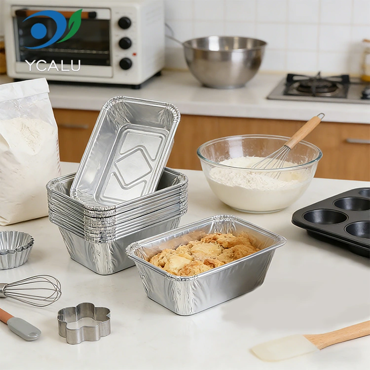 Disposable Rectangular Baking Air Fryer Silver Aluminum Foil Containers