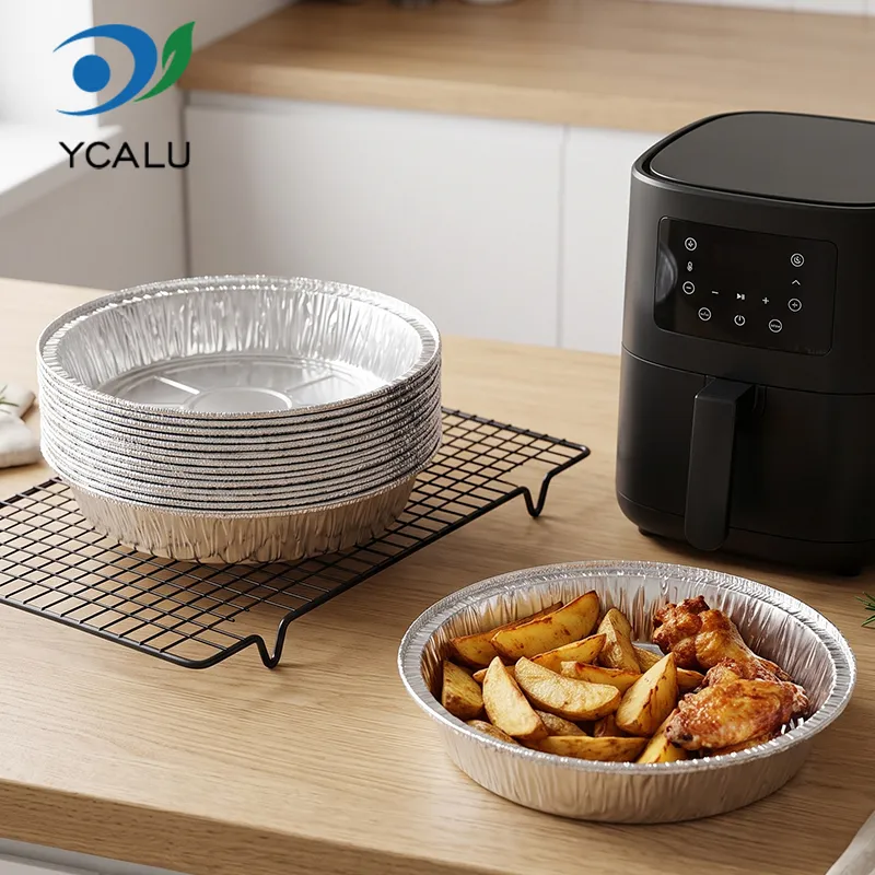 Air Fryer ອາຫານ Silver Aluminum Foil Containers
