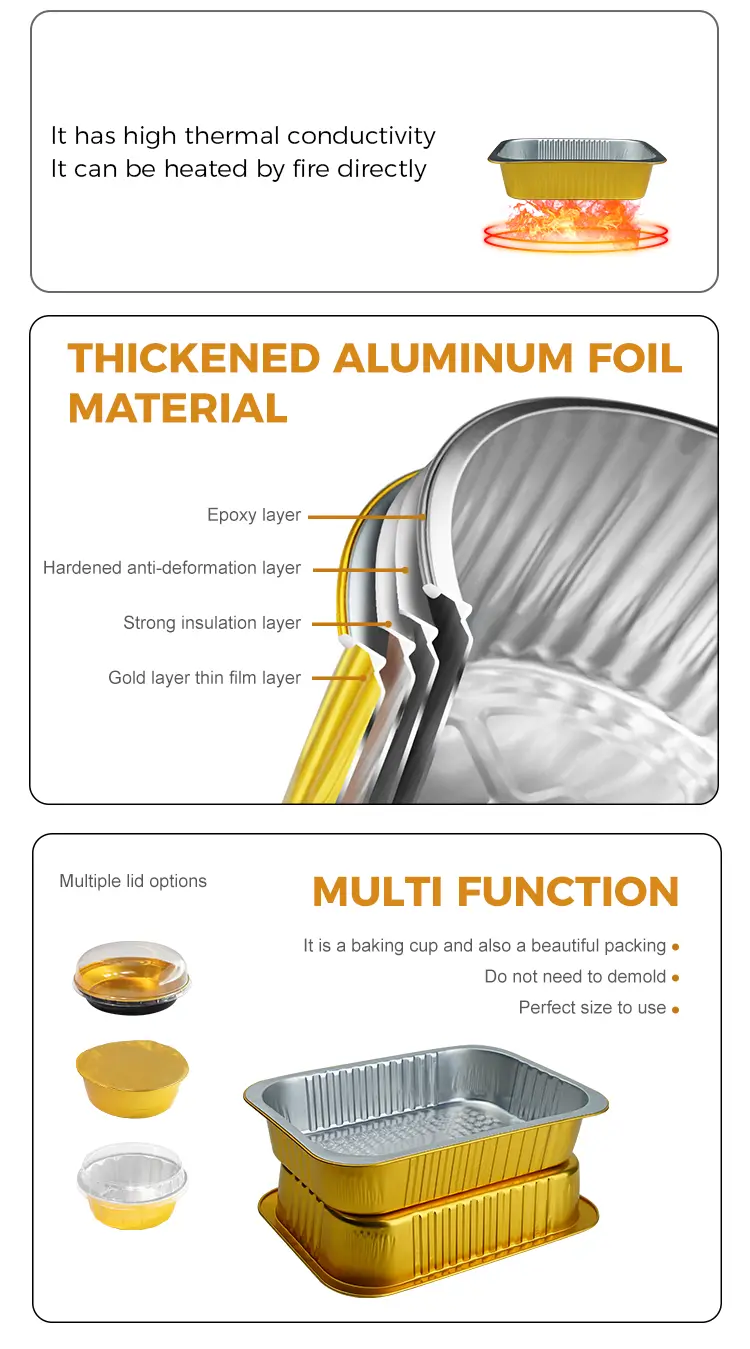 Disposable Rectangular Catering Takeaway Silver Aluminum Foil Containers