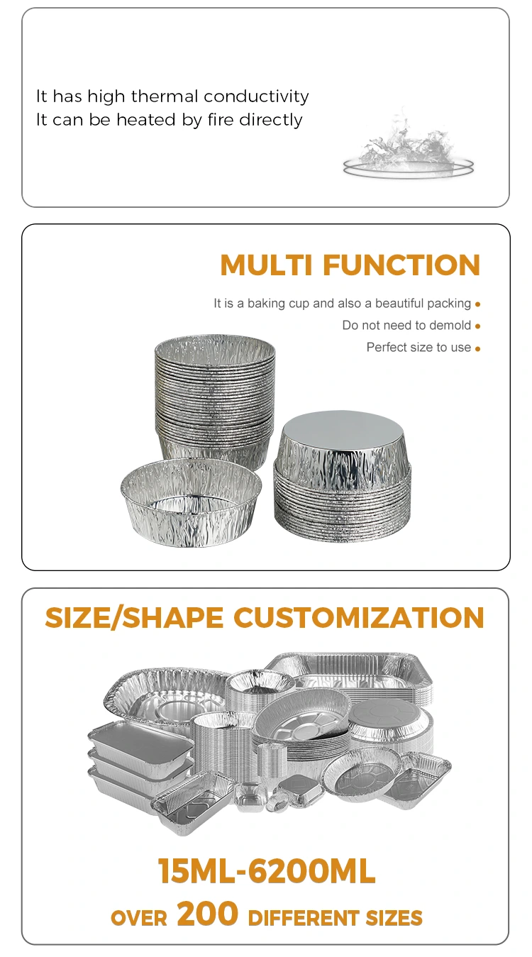 Disposable Baking Air Fryer Silver Aluminum Foil Food Containers